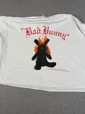 BAD BUNNY T Shirt Womens Large White Graphic Concert Tee Tour Music